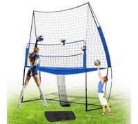 Estación de red de entrenamiento de voleibol, equipo ajustable para pinchar, bloquear y voleibol, portátil, fácil configuración para uso en interiores y exteriores