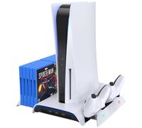 Estación de refrigeración/cargador de controlador dual PS5 (blanco) - KIWIHOME