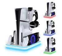 Estación de refrigeración Delgada PS5 con Cargador de Controlador LED RGB, Accesorios PS5, Color Blanco