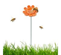 Estación de riego de abejas, de cerámica colorida con forma de | Bebedero polinizador decorativo con base de estaca de metal para caminos de jardín y césped, baño ecológico para patios y