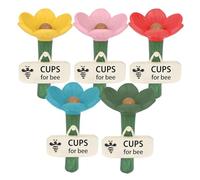 Estación de riego de Abejas de cerámica en Forma de Flor, alimentador de polinizador de Abejas Hecho a Mano, Taza para Beber con Base de estaca, baño de Resina de Altura Ajustable al Aire (Mix)