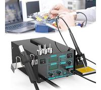 Estación de soldador de calentamiento rápido con pantalla LCD, estación de soldador y retrabajo de pistola de aire caliente 2 en 1, control de temperatura, ajuste de tiempo en modo de suspensión, 600