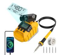 Estación de soldadura con batería para baterías DEWALT de 18 V/20 V, kit de soldadura de 60 W con pantalla digital, control de temperatura de 200 - 480 °C, calentamiento rápido, 5 puntas de soldadura