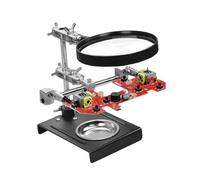 Estación de soldadura con lupa 5X, herramienta de tercera mano ajustable con clips de cocodrilo y base de metal para reparación electrónica y trabajo de PCB