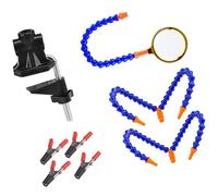 Estación de soldadura de abrazadera de mesa con 5 brazos flexibles, soporte de hierro, herramienta de soldadura manual de vidrio