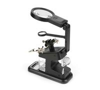 Estación de Soldadura, Estación de Trabajo de Soldado Eléctrico USB Estación de Soldadura de Soldadura Soporte de Hierro Soldado de Soldado con Clips de Tablero de Luces LED 3X/4.5X/25X LUPE LEPE