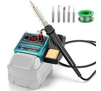 Estación de soldadura inalámbrica compatible con batería Makita de 18 V (sin batería), juego de soldador de 90 W con temperatura ajustable de 200 - 500 °C, pantalla LCD, 5 puntas de soldadura, bobina