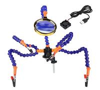 Estación de soldadura manual, estación de soldadura de 5 brazos Manos de soldadura flexibles Herramienta de reparación de soldadura antideslizante con lupa para recortar mesa de 5 (-MX04855-02)