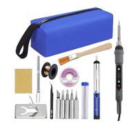 Estación de Soldadura, Soldador eléctrico, pantalla Digital de temperatura ajustable de 80W con interruptor, Kit de herramientas de reparación de calor for soldadura, herramientas de soldadura(Blauw)