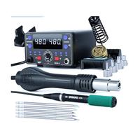 Estación de soldadura WEP T12, estación retrabajo aire caliente con kit soldador eléctrico, pistola calor for desoldar, máquina for PCB SMD(SET2)