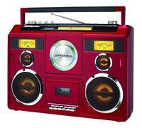 Estación de Sonido portátil estéreo Boombox con Bluetooth/CD/Am-FM Radio/grabadora de Casete (Color Rojo)