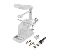 Estación de trabajo de soldador eléctrico USB con lupa 3X 4,5X 25X, Clips de tablero de luces LED para reparación electrónica (White)
