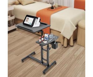 Estación de trabajo de tatuaje portátil, altura ajustable, mesa de tatuaje profesional y soporte extraíble con ruedas y dos superficies de trabajo para tatuajes, belleza, masaje y manicura