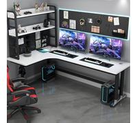 Estación de trabajo en forma de L en forma de ordenador con Pegboard, Home Office Gaming Desk With Bookshelf, Study Writing Table For PC & Laptop, Diseño ergonómico de ahorro de espacio para