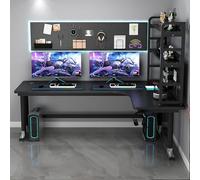 Estación de trabajo en forma de L en forma de ordenador con Pegboard, Home Office Gaming Desk With Bookshelf, Study Writing Table For PC & Laptop, Diseño Ergonómico Ahorro de Espacio para Habitaciones