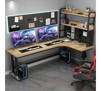 Estación de trabajo en forma de L en forma de ordenador con Pegboard, Home Office Gaming Desk With Bookshelf, Study Writing Table For PC & Laptop, Diseño Ergonómico Ahorro de Espacio para Habitaciones
