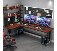 Estación de trabajo en forma de L en forma de ordenador con Pegboard, Home Office Gaming Desk With Bookshelf, Study Writing Table For PC & Laptop, Diseño ergonómico de ahorro de espacio para