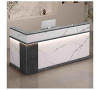 Estación de trabajo moderna en forma de L con cajón con cerradura, mesa de mostrador segura para salones de belleza y oficina en casa (A2 R-39.3 x 23.6 x 39.3 pulgadas)