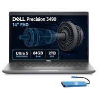 Estación de trabajo móvil Dell Precisión 3490 2025 con IA (14 pulgadas FHD, Intel 16-Core Ultra, 7 155H (> i9-12900H), 64GB DDR5, 2TB SSD) Business, ingeniero, IST HUB, Thunderbolt 4, cámara web 1080p