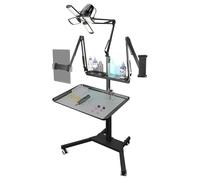 Estación de trabajo multifuncional para tatuajes con luz, bandeja magnética, ruedas y altura ajustable para artistas profesionales del tatuaje