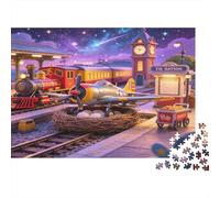 Estación de Tren Vintage Cielo Nocturno Puzzle de 1000 Piezas Papel Puzzle para Adultos Puzzle para Toda la Familia Relajación Decoración Regalo 52x38cm/1000pcs
