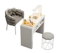 Estación de uñas profesional con colector de polvo eléctrico y luz LED, mesa de manicura moderna para técnicos de uñas, spa y salón, con cajones y gabinete.