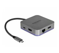 Estación dock DeLock 87742 USB-C HDMI RJ-45 USB-A PD 87W LED gris metálica
