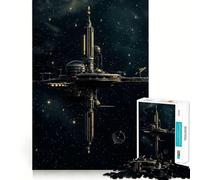 Estación Espacial en la Noche Estrellada Rompecabezas para Adultos de 1000 Piezas Juguete de Habilidad para armar Lentamente Disfrute de un Corte preciso Colección de Piezas de Arte 38x26cm