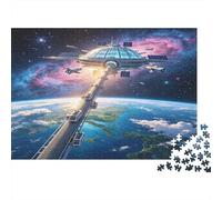 Estación Espacial Puzzle de 1000 Piezas Papel para Adultos Vista Galaxia Relajación Enfoque Interacción Hogar Regalo 52x38cm/1000pcs