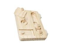 Estación interactiva de alimentación para pájaros con rompecabezas movible de juguete y compartimentos de alimentos, plataforma de forraje, soporte de madera para loros con piezas extraíbles