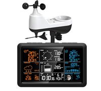 Estación meteorológica 5 en 1 con pluviómetro, sensor de viento y energía solar, pronóstico digital, humedad y fase lunar para el hogar