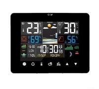 Estación meteorológica con pantalla LCD a color para interiores y exteriores, lecturas de temperatura y humedad, pronóstico de 12 horas, reloj despertador de pantalla grande, alimentado por USB