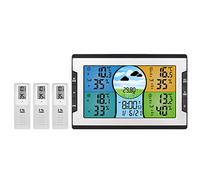 Estación meteorológica digital con 3 sensores remotos 328ft 100m Temperatura y humedad interior Reloj despertador termohigrómetro Pronóstico del tiempo Presión Luz de fondo Fecha Semana