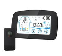 Estación meteorológica Digital con pantalla táctil retroiluminada, medidor inteligente de temperatura y humedad, reloj meteorológico, detección de temperatura y humedad Pantalla grande(Nero)