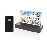 Estación meteorológica, Digital Thermometer with Sensor Wireless Weather Station Temperature Humidity Weather Forecast Desktop Electronics Alarm Clock