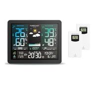 Estación meteorológica, Estación Meteorológica multifunción reloj despertador pantalla a Color termómetro de amanecer y atardecer higrómetro con Sensor inalámbrico for exteriores(With 2 White Sensor)