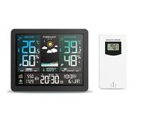 Estación meteorológica, Estación Meteorológica multifunción reloj despertador pantalla a Color termómetro de amanecer y atardecer higrómetro con Sensor inalámbrico for exteriores(With 1 White Sensor)