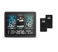 Estación meteorológica, Estación Meteorológica multifunción reloj despertador pantalla a Color termómetro de amanecer y atardecer higrómetro con Sensor inalámbrico for exteriores(With 2 Black Sensor)