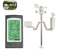 Estación meteorológica, estación meteorológica solar profesional con conexión inalámbrica 433 Mhz, agricultura, jardín, balcón, hogar, medidor de temperatura y humedad, velocidad del viento