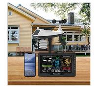 Estacion Meteorologica Exterior, Pluviómetro profesional 8 en 1 con sensor for exteriores Pronóstico meteorológico inalámbrico Estación meteorológica de humedad