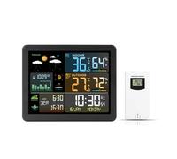 Estación meteorológica for interior y exterior, reloj Digital, termómetro, monitor de temperatura y humedad con pronóstico del tiempo con 1 sensor
