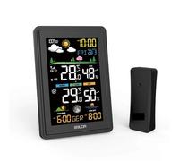 Estación meteorológica inalámbrica a Color, reloj despertador, Monitor Digital de temperatura y humedad, barómetro, pronóstico, tendencia, fase lunar, -40 ℃(Nero)