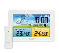 Estación Meteorológica Inalámbrica con 1 Sensores Interiores Exteriores, Termómetro Higrómetro Barómetro LED Pantalla Retroiluminada Reloj Digital Alarma y Snooze Pantalla