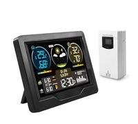 Estación meteorológica inalámbrica con sensor exterior, pantalla a color, estación meteorológica inalámbrica con pronóstico del tiempo, termómetro e higrómetro para interior y exterior, reloj y