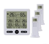Estación meteorológica inalámbrica con termómetro higrómetro para interiores y exteriores, radio reloj digital, pantalla LCD grande, 3 sensores remotos, monitor de temperatura y humedad para el hogar