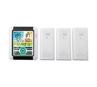 Estación meteorológica inalámbrica digital con pantalla LCD a color grande para lecturas de temperatura y humedad en interiores y exteriores en tiempo real con soporte de 3 sensores