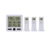 Estación meteorológica inalámbrica Easyover for interiores y exteriores, pantalla LCD digital, medidor de temperatura humedad, monitor alarma tendencias 3 sensores remotos(WHITE)