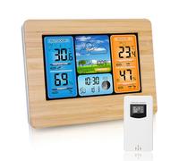 Estación Meteorológica Inalámbrica, Estacion Meteorologica Termometro Digital Casa Interior Y Exterior, Termometro Digital Casa con Alerta Temperatura/Humedad/Barómetro/Alarma/Reloj Meteorológico