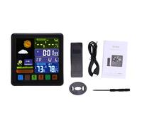 Estación Meteorológica Inalámbrica, Termómetro Higrómetro Interior Exterior con Pantalla Táctil a Color, Sensor Remoto, Reloj Alarma, Predicción Meteorológica, 6 Pulgadas, para (TS-3310-BK Negro)