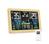 Estación Meteorológica Interior y Exterior con Pantalla a Color, Pronóstico del Tiempo, Temperatura, Humedad, Despertador LCD con Función de Repetición y Presión del Aire